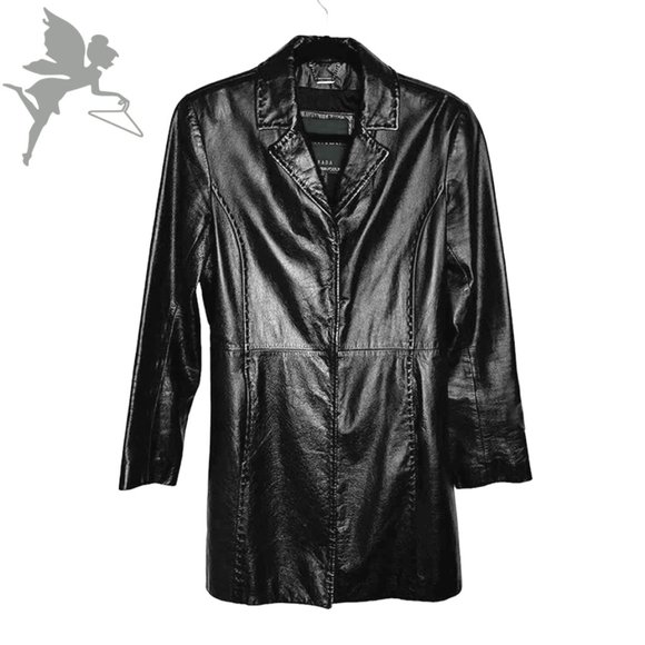 VINTAGE DANIER CANADA Y2K Topstiched Leather Trench Coat